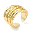 Rack Plating Brass Multi Line Open Cuff Ring for Women RJEW-A016-04G-3