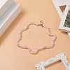 Natural Rose Quartz Chip Beaded Necklaces with 304 Stainless Steel Lobster Claw Clasp & Chain Extender NJEW-JN04225-01-6