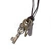 Adjustable Men's Zinc Alloy Pendant and Leather Cord Lariat Necklaces NJEW-BB15995-B-10