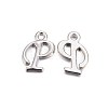 Platinum Plated Alloy Letter Pendants X-PALLOY-J718-01P-P-1