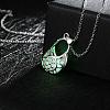 Zinc Alloy Hollow Handbag Noctilucent Necklaces NJEW-BB03087-A-3