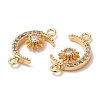 Brass Micro Pave Clear Cubic Zirconia Connector Charms KK-B074-12G-2