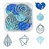24Pcs 6 Style Blue Series Spray Painted Alloy Pendants FIND-LS0001-62-1