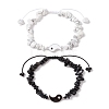 2Pcs Natural Obsidian Braided Beads Bracelets Sets BJEW-JB10952-1