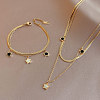 Star Stainless Steel with Natural Shell Double Layer Pendant Necklaces & Charm Bracelets Sets WGBAFA5-03-1