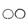 2Pcs Narutal & Synthetic Mixed Gemstone Beads Stretch Bracelets BJEW-JB12720-02-5