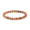 Round Natural Agate Stretch Beaded Bracelets BJEW-JB08196-01-1