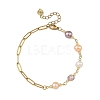 Natural Pearl Two Sides Polished Beaded Chain Bracelets with 304 Stainless Steel Paperclip Chains BJEW-JB14234-02-3