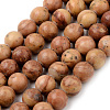 Natural Wood Lace Stone Beads Strands X-G-Q462-64-6mm-1