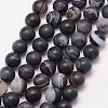 Natural Black Agate Bead Strands G-K166-12-6mm-03-1
