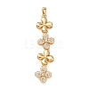 Tassel Brass Micro Pave Clear Cubic Zirconia Pendants KK-L271-01G-15-1