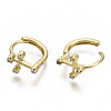Brass Micro Pave Clear Cubic Zirconia Huggie Hoop Earrings EJEW-N011-13G-NF-4