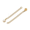 Ion Plating(IP) 316 Surgical Stainless Steel Curb Chain Extender with Natural  White Jade Round Charm STAS-A097-01G-09-2