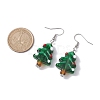 Christmas Theme Glass Dangle Earrings EJEW-TA00475-03-3