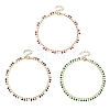 304 Stainless Steel Enamel Flat Round Tassel Anklets for Women AJEW-AN00871-2