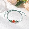 Natural Green Aventurine & Striped Agate Round Beads Braided Bead Bracelets for Women BJEW-JB11978-1