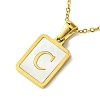Ion Plating(IP) Rectangle with Initial Letter 304 Stainless Steel Pendant Necklace NJEW-R265-04G-C-1