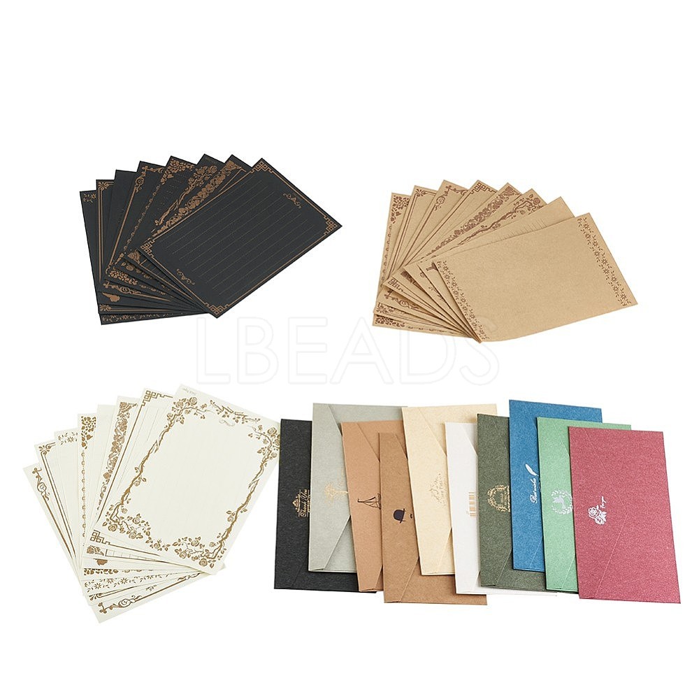 Vintage Retro Gold Foil Western Style Paper Envelope and Paper Set ...