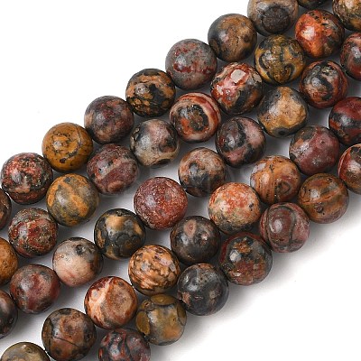 Natural Leopard Skin Jasper Beads Strands G-J358-05-6mm-1