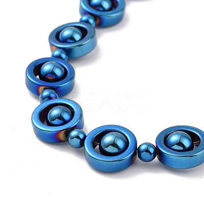 Synthetic Hematite & Brass Column Beaded Necklace with Magnetic Clasps NJEW-G047-01B-1