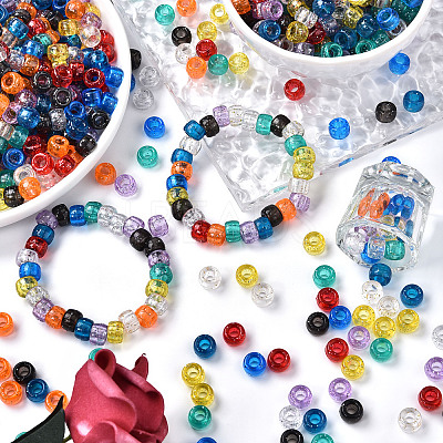 1200Pcs 10 Colors Transparent Plastic Beads KY-YW0001-83-1