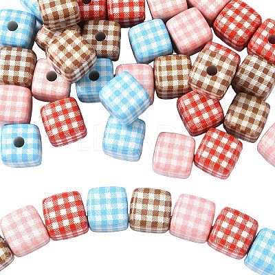 10Pcs Printed Opaque Acrylic Beads MACR-YW0004-19E-1
