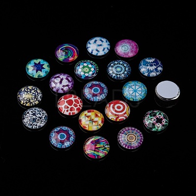 Mosaic Printed Glass Half Round/Dome Cabochons X-GGLA-N004-12mm-G-1