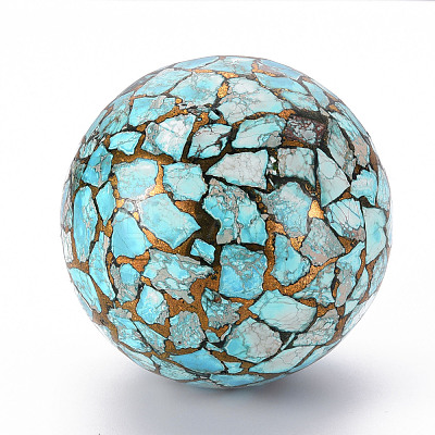 Synthetic Turquoise and Brass Line Regalite/Imperial Jasper/Sea Sediment Jasper Display Decorations G-N330-028-1