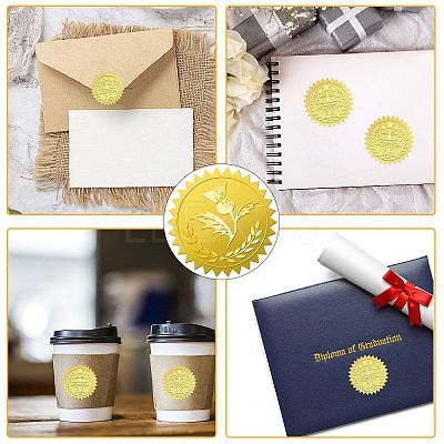 34 Sheets Self Adhesive Gold Foil Embossed Stickers DIY-WH0509-052-1
