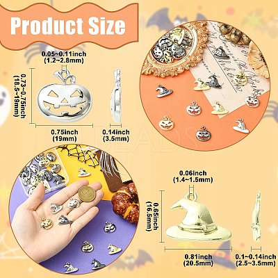 30Pcs 6 Styles Halloween Themes Alloy Pendants FIND-CJ0005-47-1
