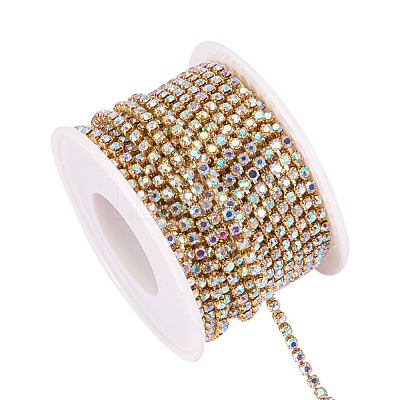 Brass Rhinestone Strass Chains CHC-T001-SS10-02C-1
