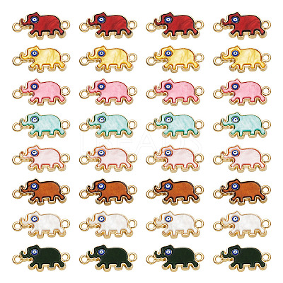 48Pcs 8 Colors Alloy Enamel Elephant Connector Charms ENAM-TA0001-80G-1