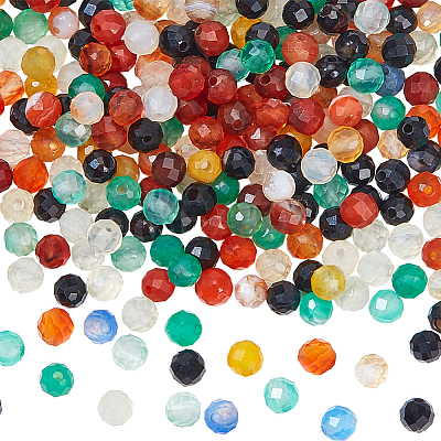 2 Strands Natural Dyed & Heated Multi-Color Agate Beads Strands G-NB0005-05-1