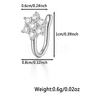 S925 Silver Heart Butterfly Nose Clip Fashionable Nose Ring Accessory WG4393-10-1