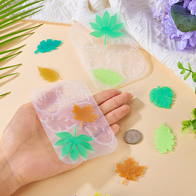 2Pcs Leaf DIY Pendant Silicone Molds DIY-TA0014-07-1