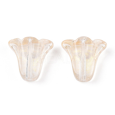 Spray Painted Transparent Glass Beads GLAA-D006-20A-1