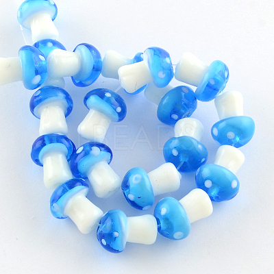 Mushroom Handmade Lampwork Beads Strands X-LAMP-R116-17-1