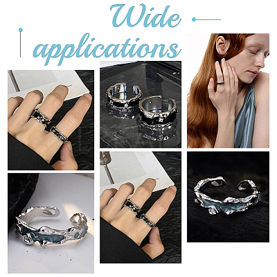 5Pcs Brass Wave Open Cuff Ring for Women RJEW-UN0002-33P-1
