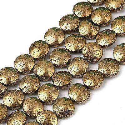 Electroplated Natural Lava Rock Beads Strands G-K388-01J-1