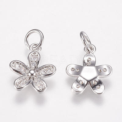 Brass Micro Pave Cubic Zirconia Charms ZIRC-E146-12P-1