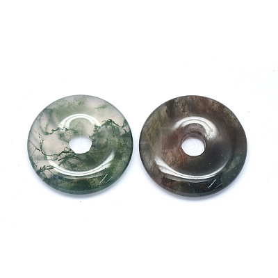 Natural Moss Agate Pendants G-P415-22F-1
