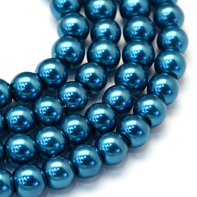 Baking Paint Pearlized Glass Pearl Round Bead Strands HY-Q003-6mm-06-1