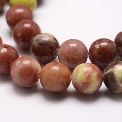 Natural Plum Blossom Jasper Beads Strands G-A163-02-10mm-1