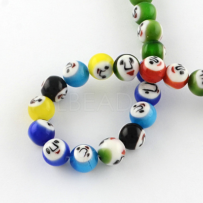 Round Handmade Lampwork Bead Strands LAMP-S169-03-1
