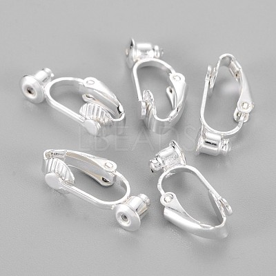 Brass Clip-on Earring Findings X-KK-Q115-S-NF-1