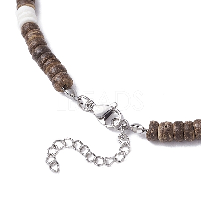 Natural White Shell & Coconut Heishi Beaded Necklaces for Women NJEW-JN05473-01-1
