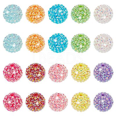 20Pcs 10 Colors AB Color Plated Acrylic Rhinestone Beads OACR-PH0004-01-1
