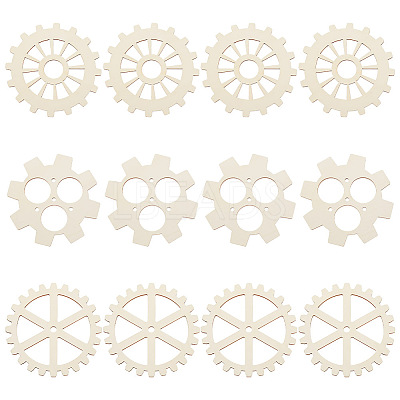 12Pcs 3 Style Unfinished Wood Slices WOOD-OC0002-78-1