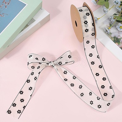 1Roll Printed Polyester Chiffon Ribbons OCOR-CY0002-35E-1