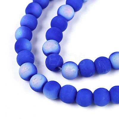 Frosted Opaque Glass Beads Strands GLAA-T032-P6mm-MBB11-1